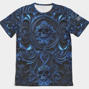 ICJUK Crew neck all over print Unisex Tee Gothic Skull Blues